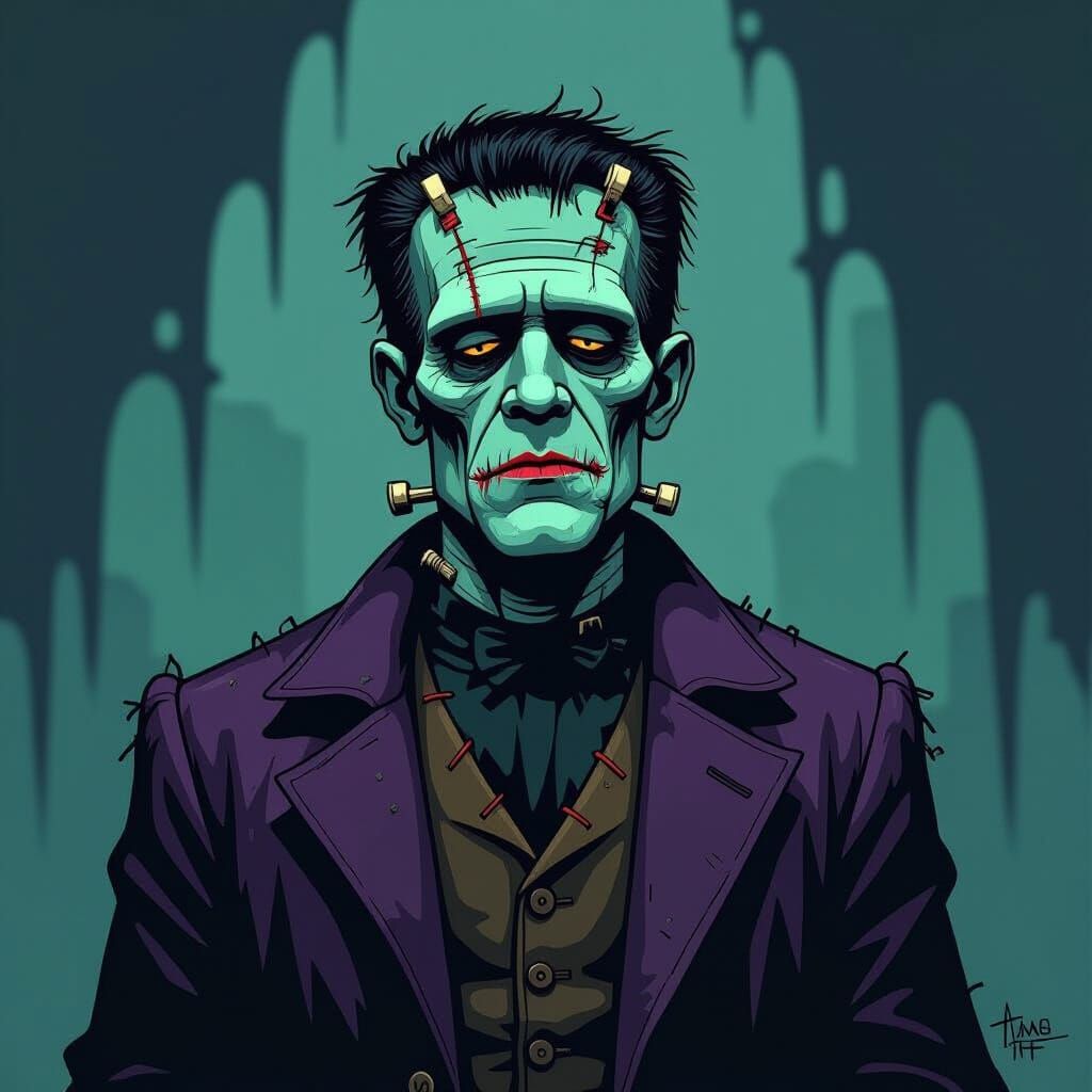 Gothic Frankenstein's Monster Portrait in Whimsical Macabre ...