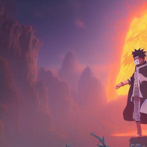 Naruto Fan Art in Detailed Matte Painting Style