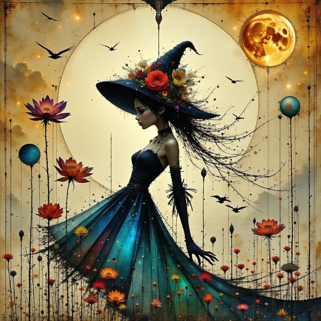 Bohemian Woman Walking with Elegance in Digital Art