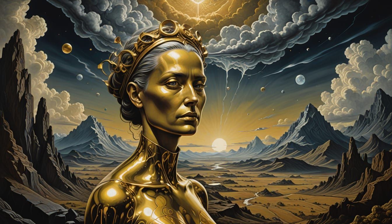 Metaphysical Portrait of Inner Turmoil with Ethereal Light