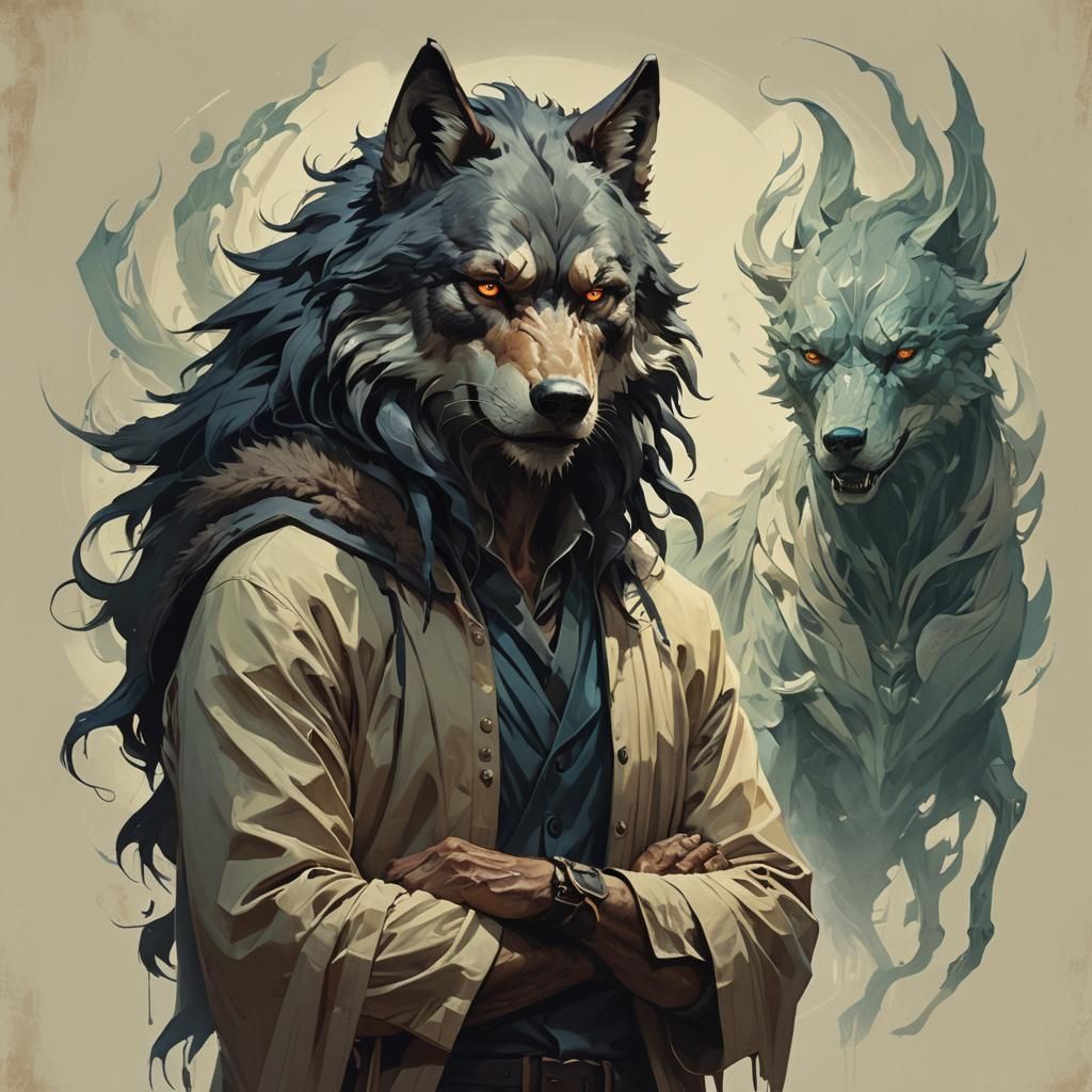 Menacing Wolf-Man Hybrid Creature