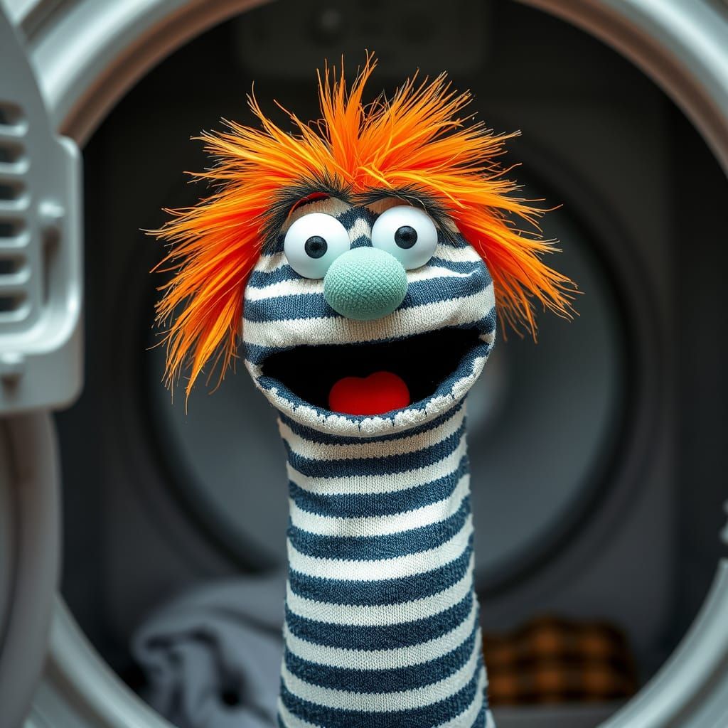 Shocked Sock Puppet Escapes Dryer