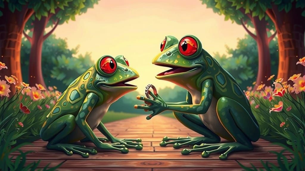 Frog Proposal in Paper Cutout Style