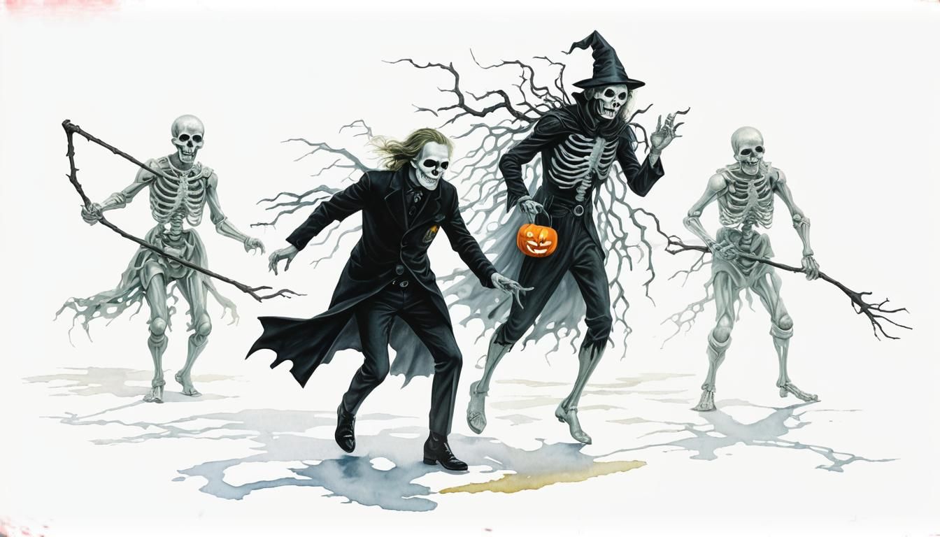 Halloween Creature Radiating Light: Surrealist Oil Painting