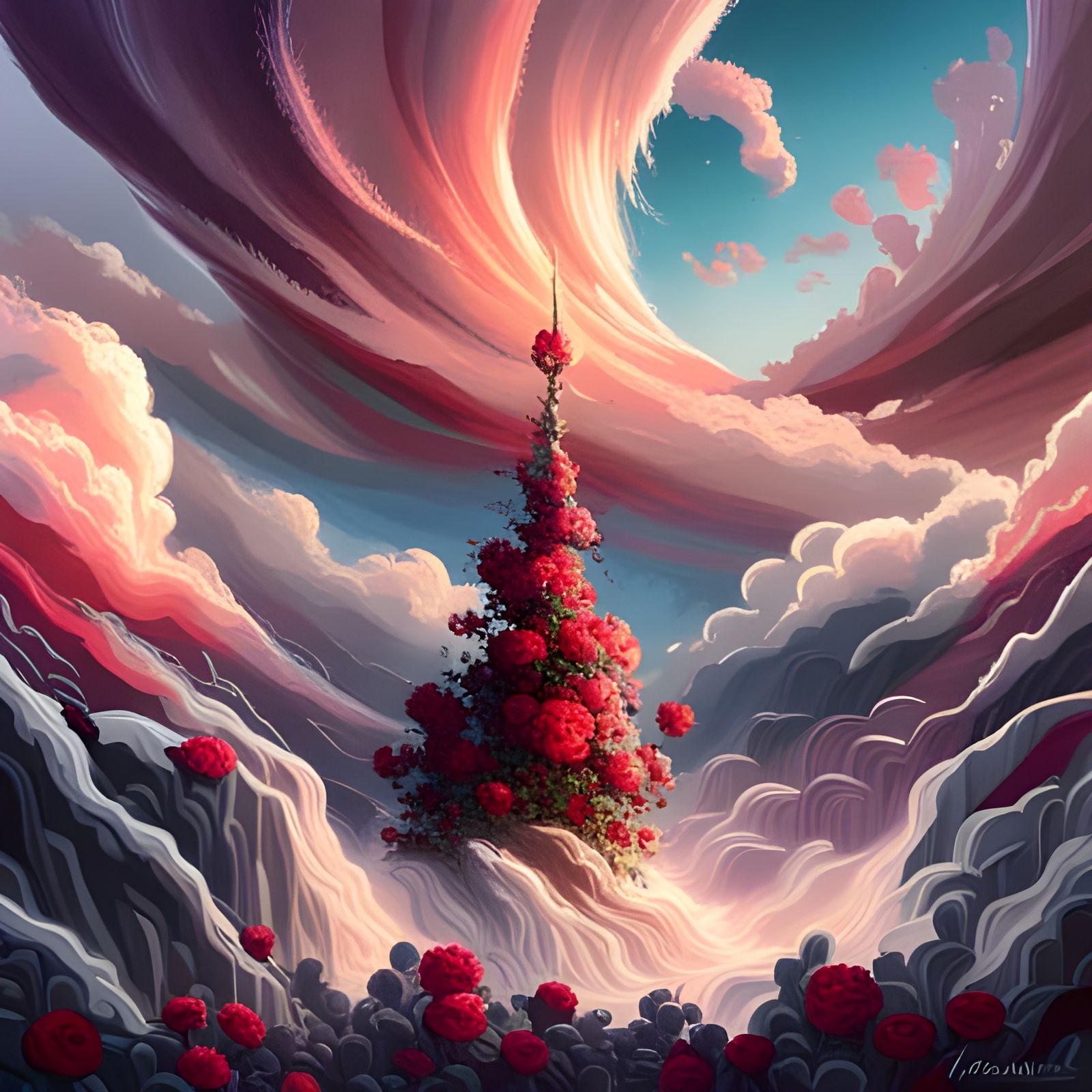 Floral Tornado in Rococo Chrome Style