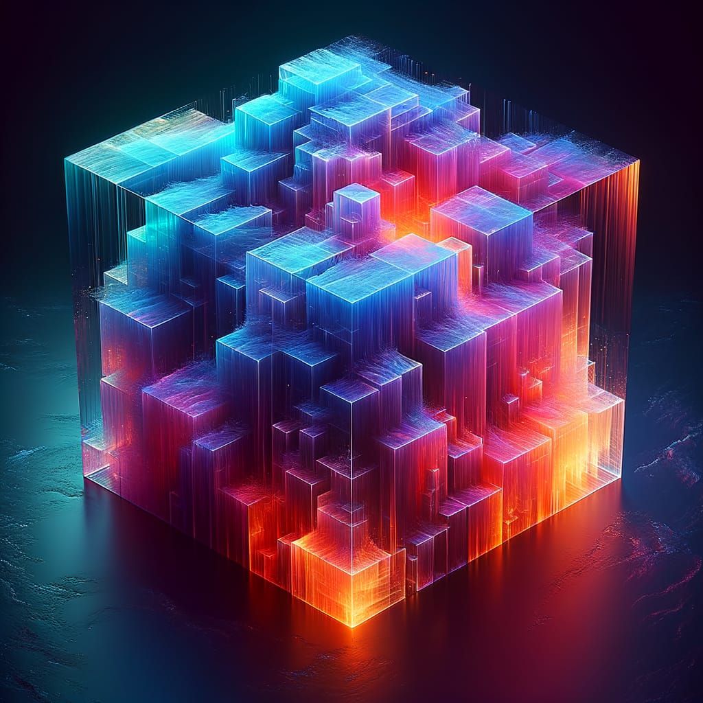 Vibrant Translucent Cube Structure in 3D