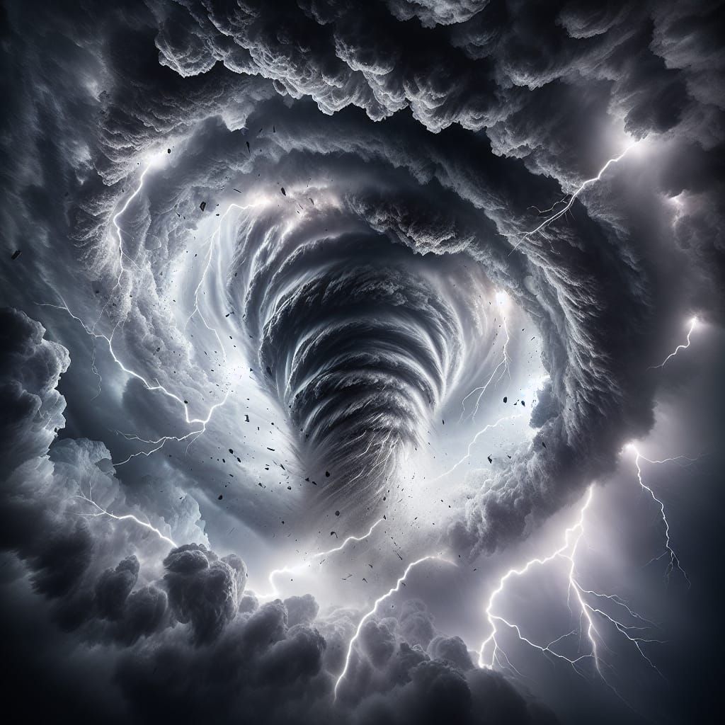 Dramatic Tornado Viewed from Below