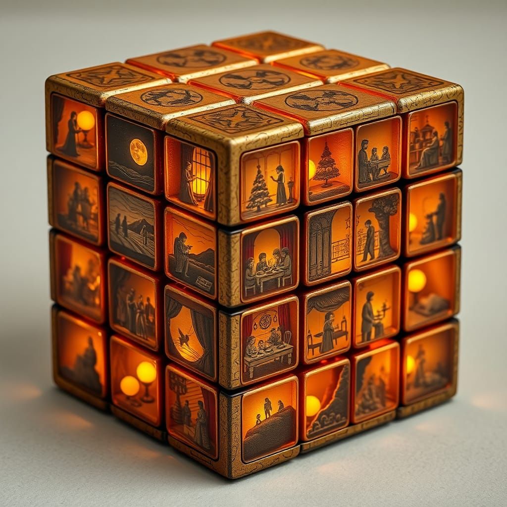 Nostalgic Rubik's Cube of Memories in Pop Surrealism