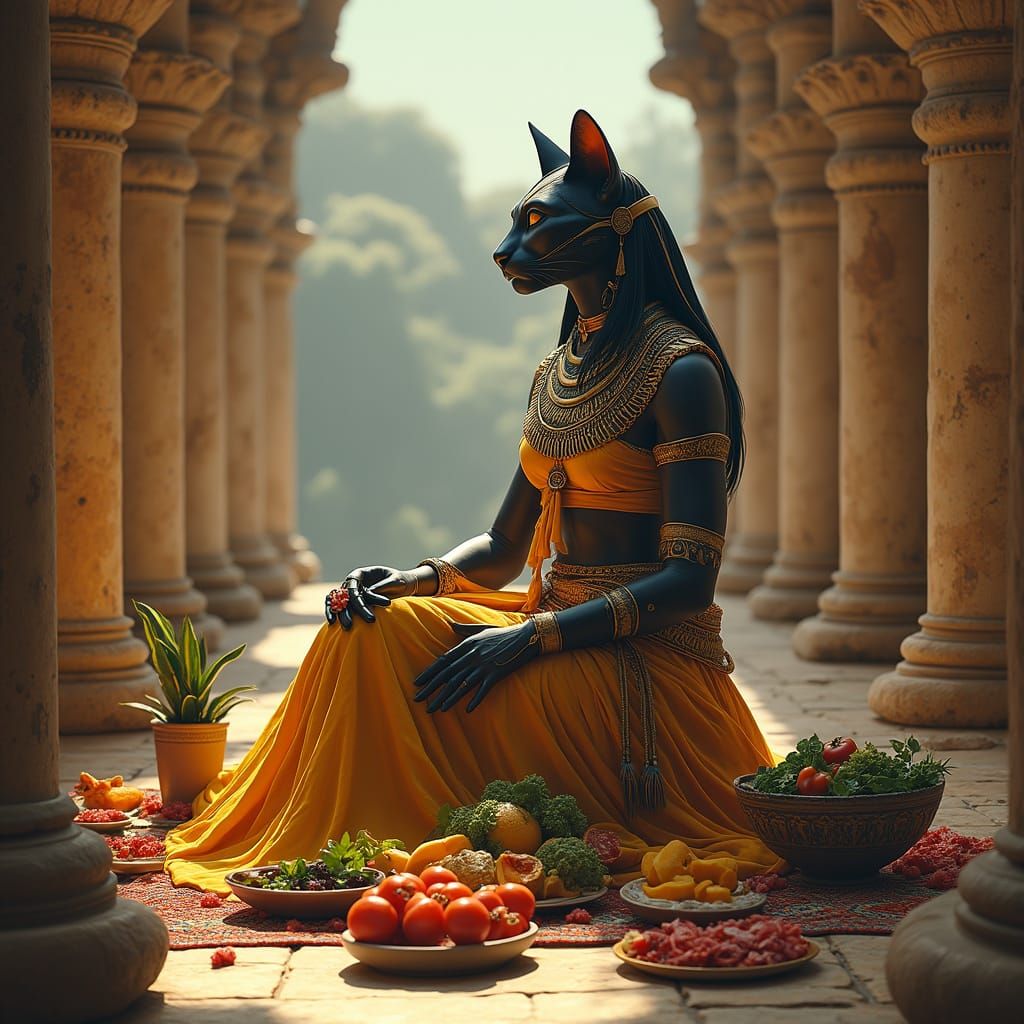 Bastet Goddess in Temple Sanctuary