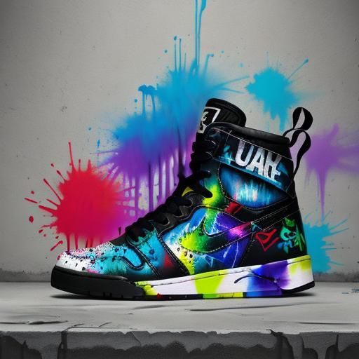 Graffiti Art Shoes in Splash Art Style