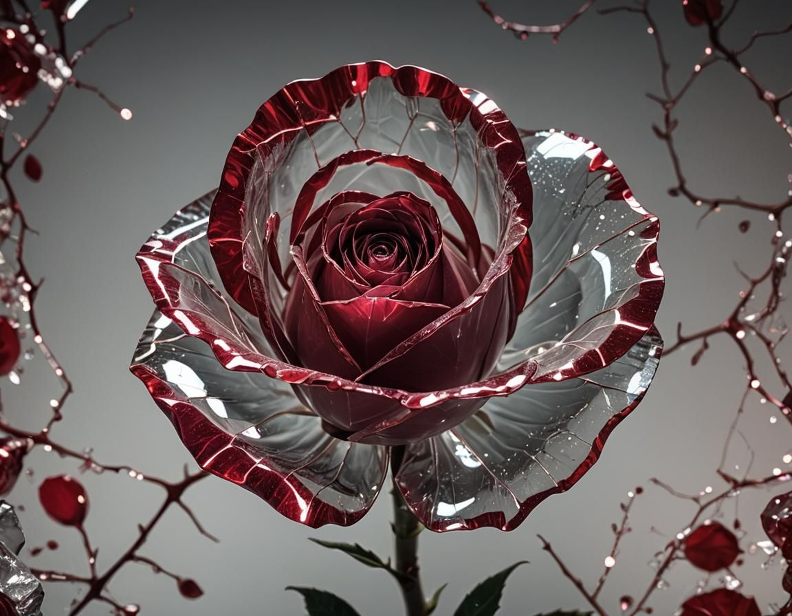 Cracked Ruby Rose: Cinematic Glass Art