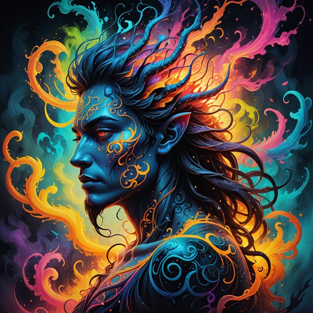 Fantasy Creature Portrait in Vibrant Oil Painting Style