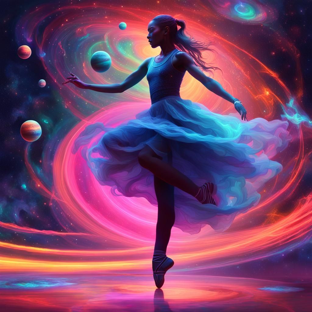 Neon Dancer in Space: Digital Concept Art