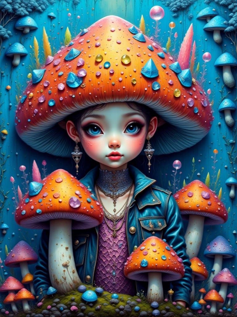 Cyberpunk Fungi in Electric Blue