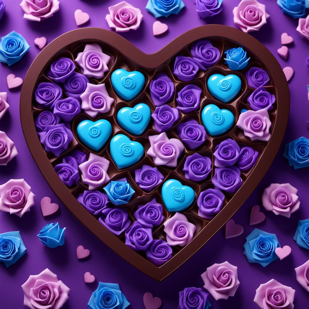 Heart-Shaped Chocolates in a Rose Garden