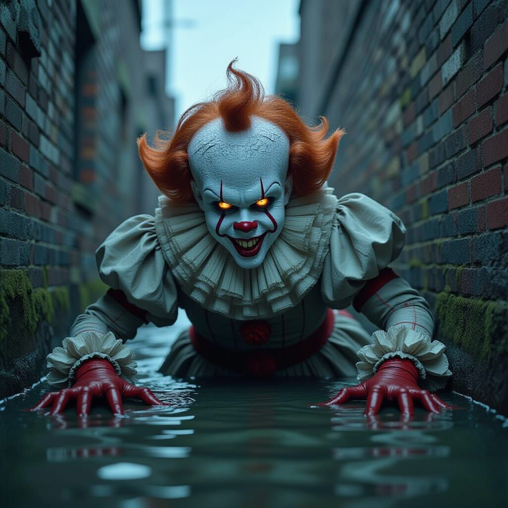 Pennywise Clown Crawls From Sewer with Spider Hands