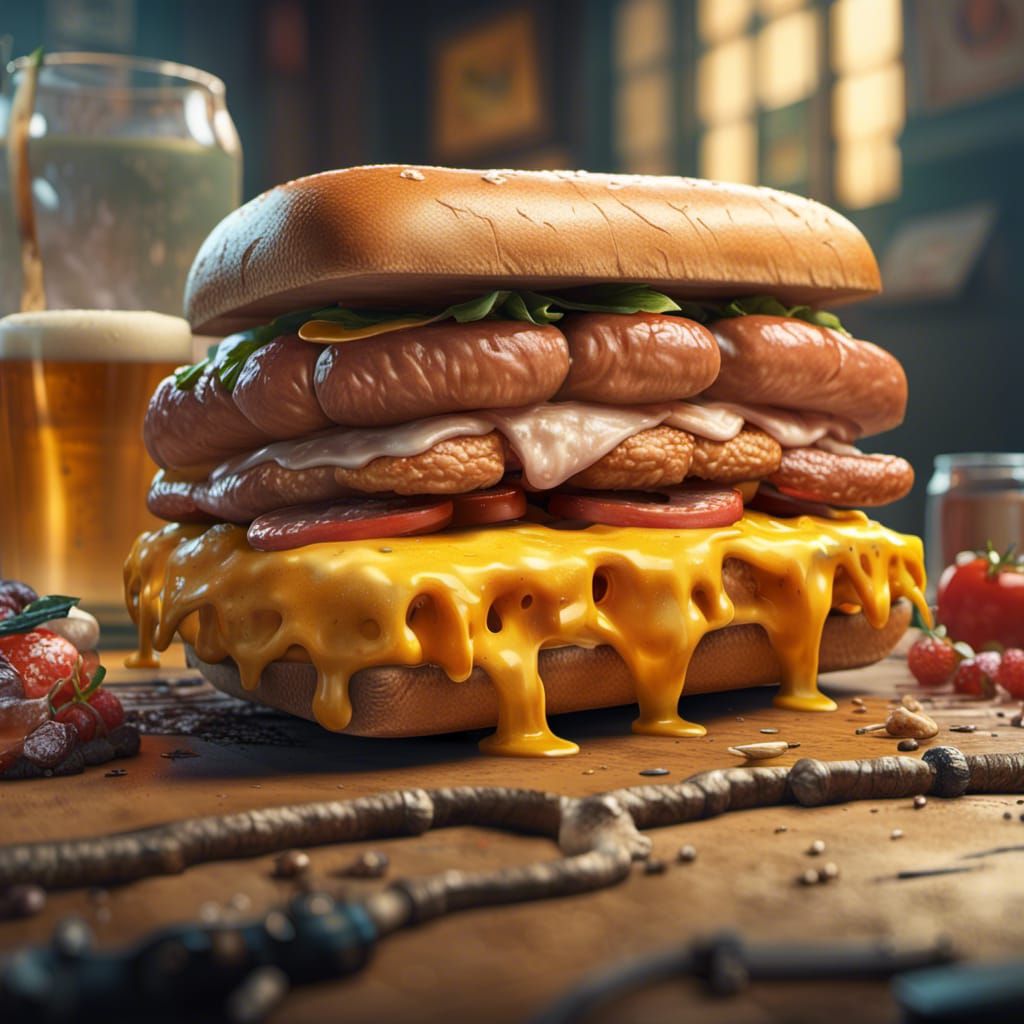 Wisconsin Brat & Cheese Sandwich with a Beer Chaser