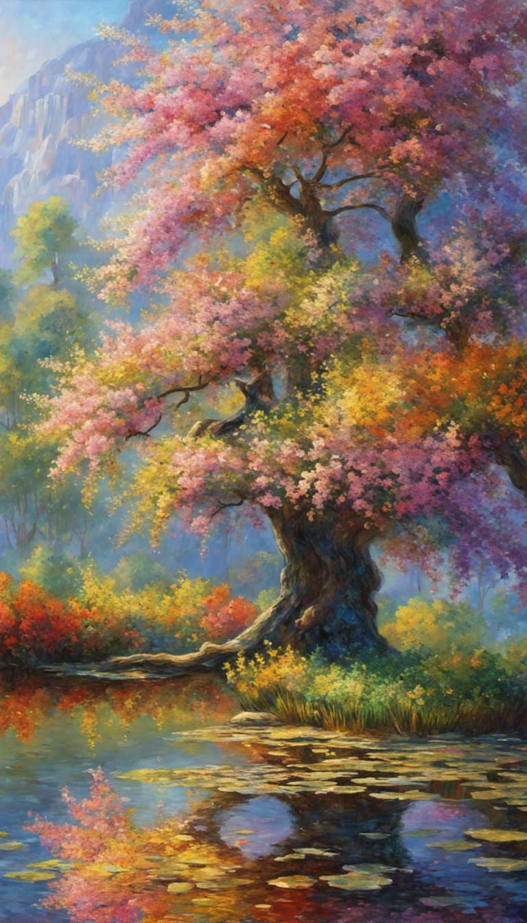 Monet impressionist tree