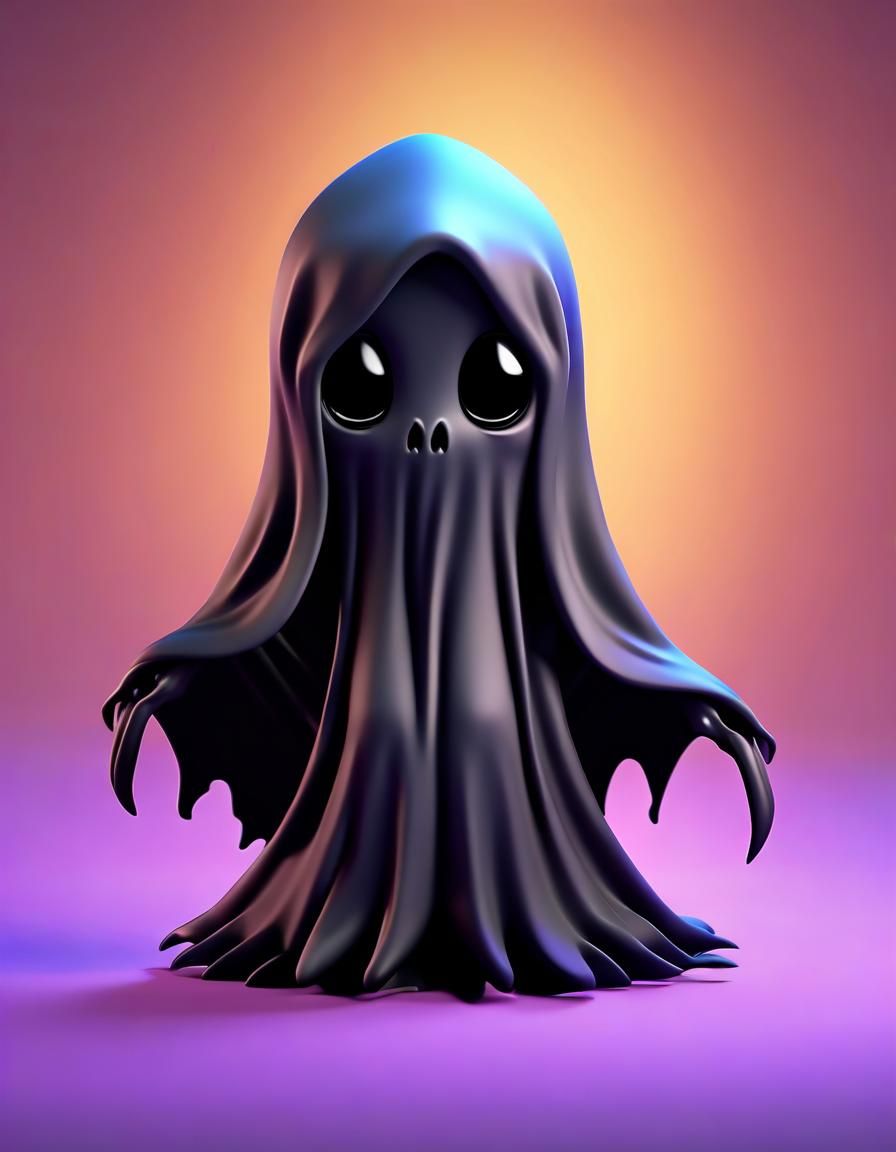 Cute Chibi Dementor Character in 3D Digital Art