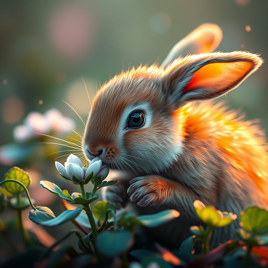 Whimsical Baby Rabbit in Vibrant Colors