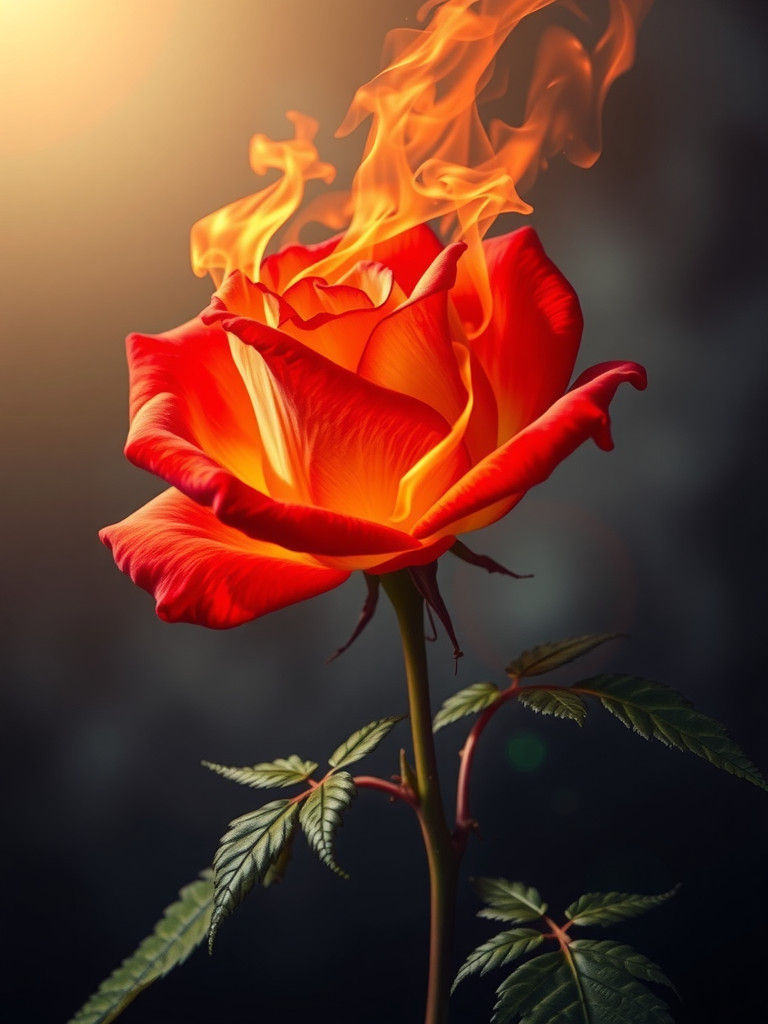 Fiery Rose: A Flower of Fire