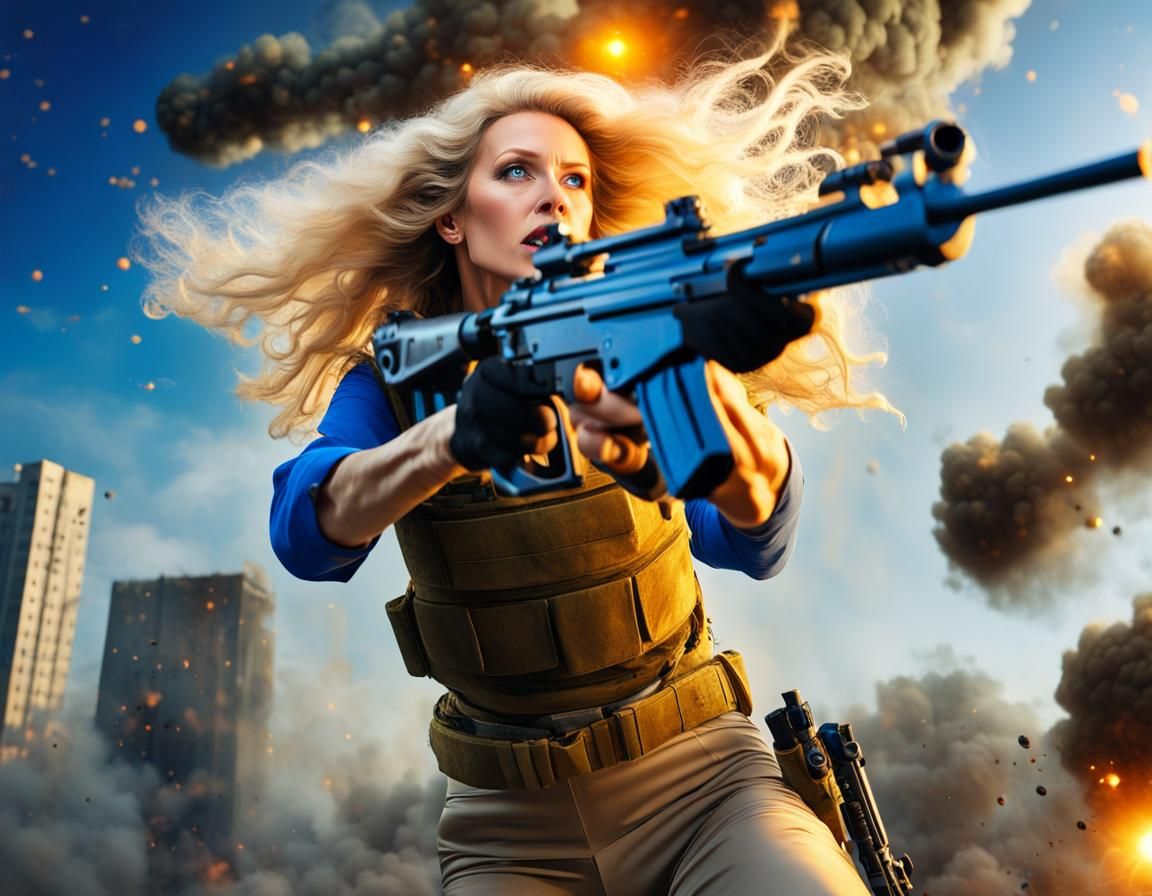 Glamorous Sniper Lady in War Zone
