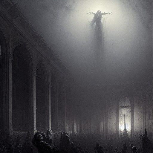 Gothic Horror Engraving in the Style of Doré