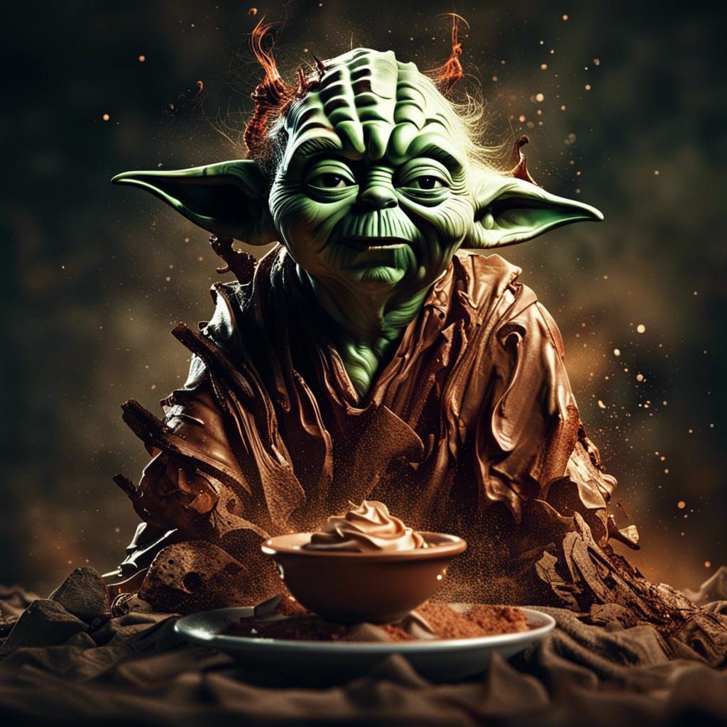 Demonic Yoda Emerges from Chocolate Dessert