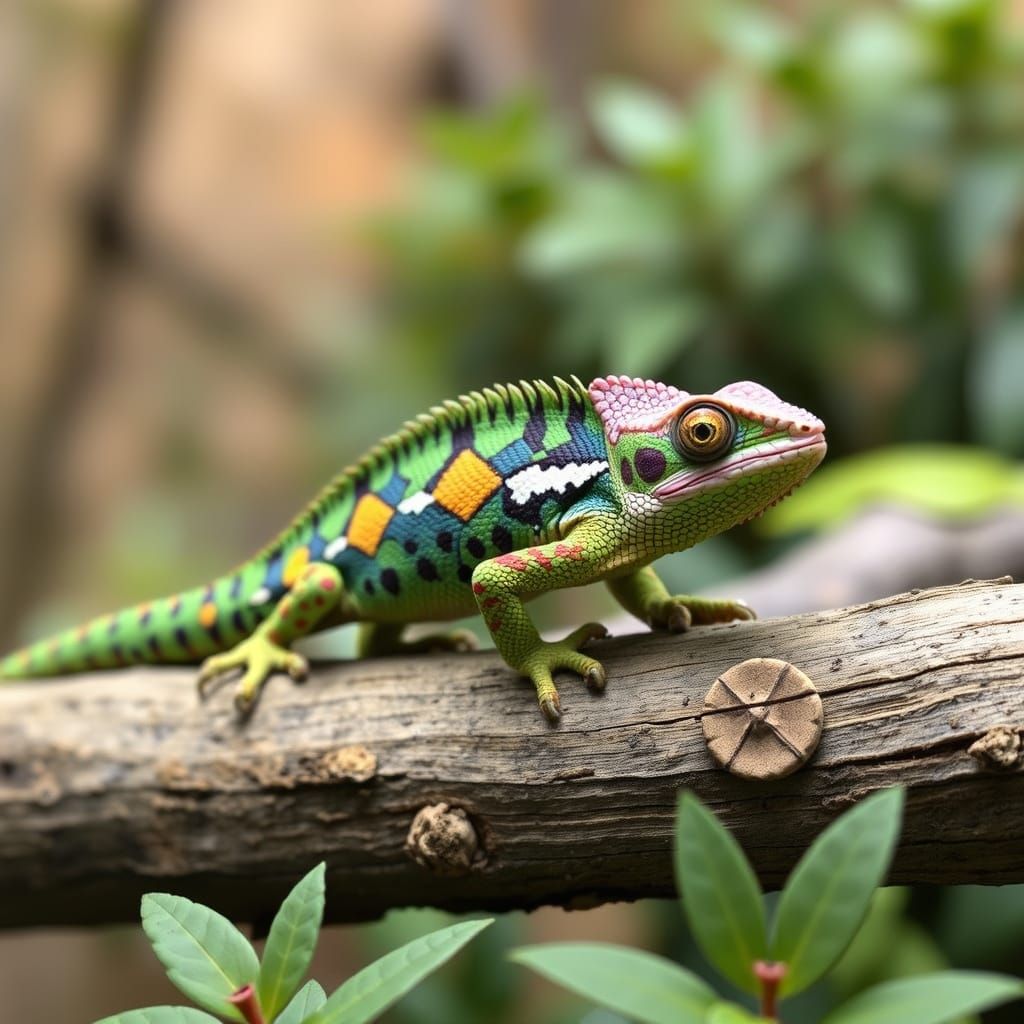 Vibrant Reptilian Creature with Iridescent Scales