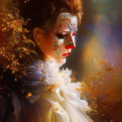 Sad Clown in Chiaroscuro Lighting