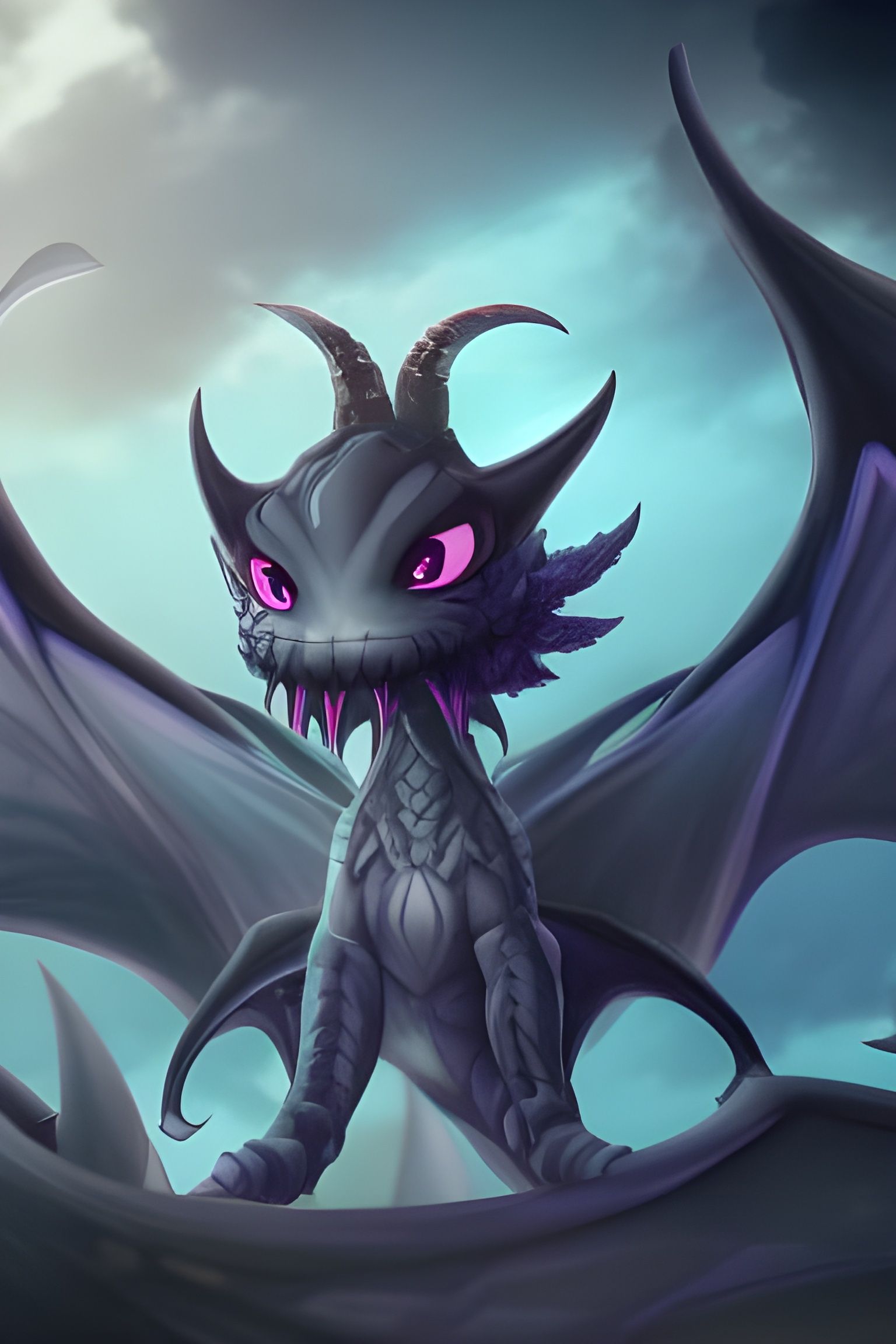 Chibi Dragon of the Abyss: Fantasy Illustration