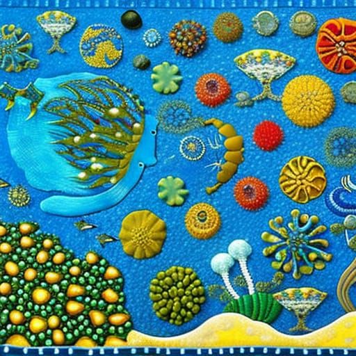 Underwater Reef Election Mosaic in Miro and Chagall Style