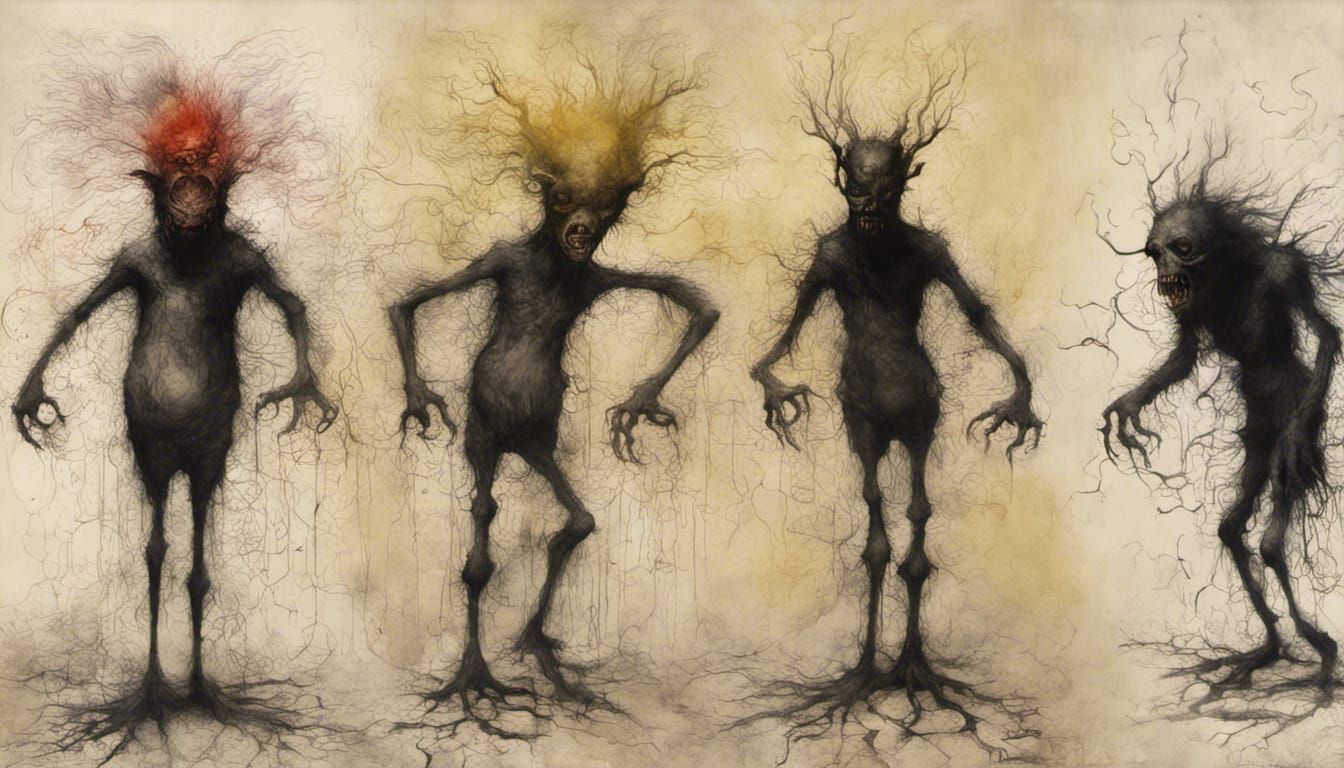 Ink Monsters Dancing on the Paper XV