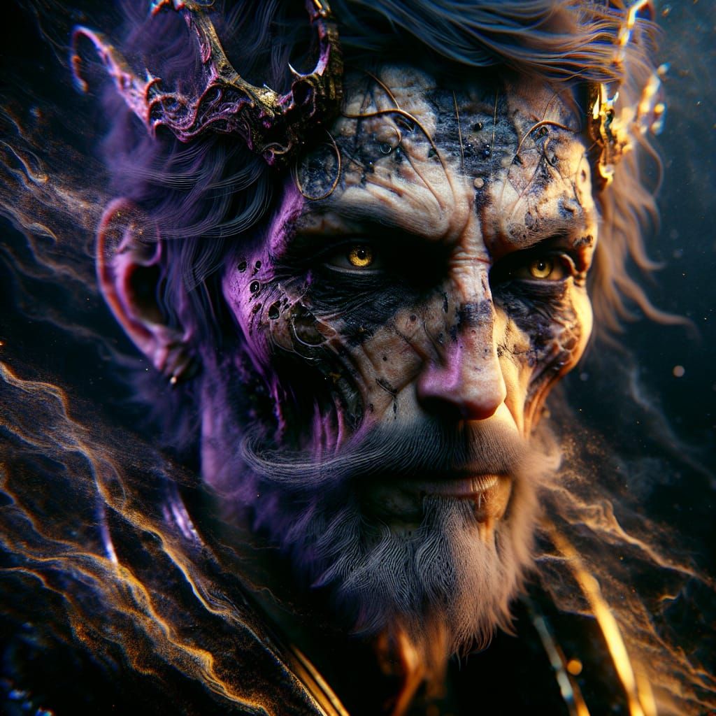 Ageless Scarred Man in Dark Art Nouveau Style