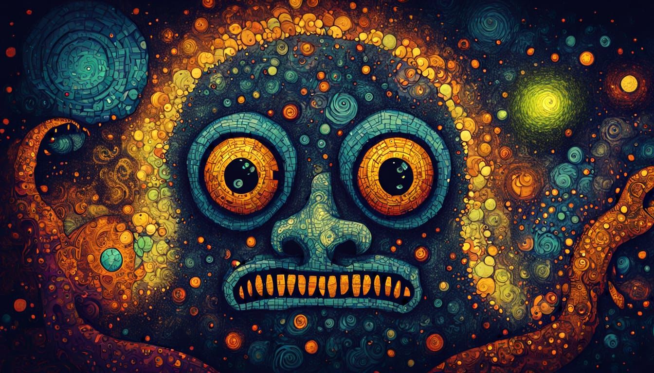 Monstrous Visions: A Retropunk Klimt-Inspired Fusion