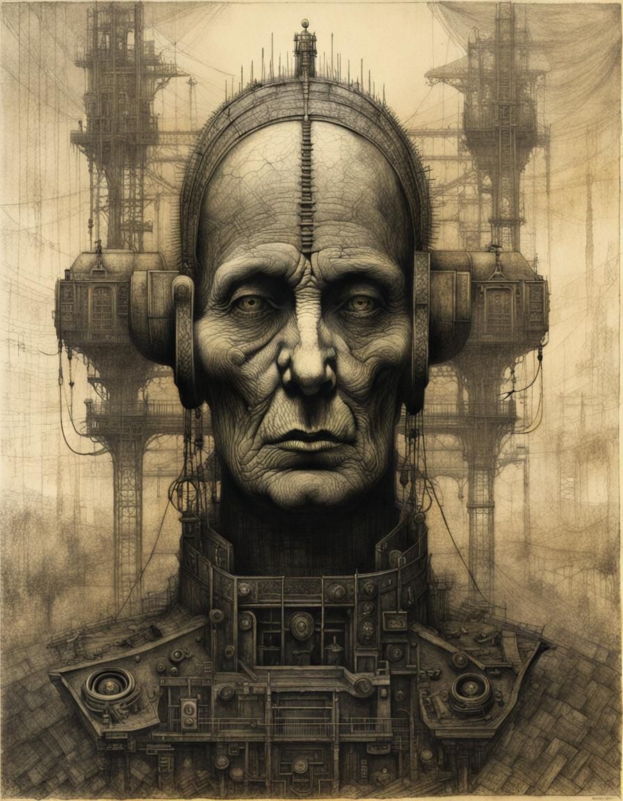 Android Matriarch: Grimdark Etching of Dystopian Future