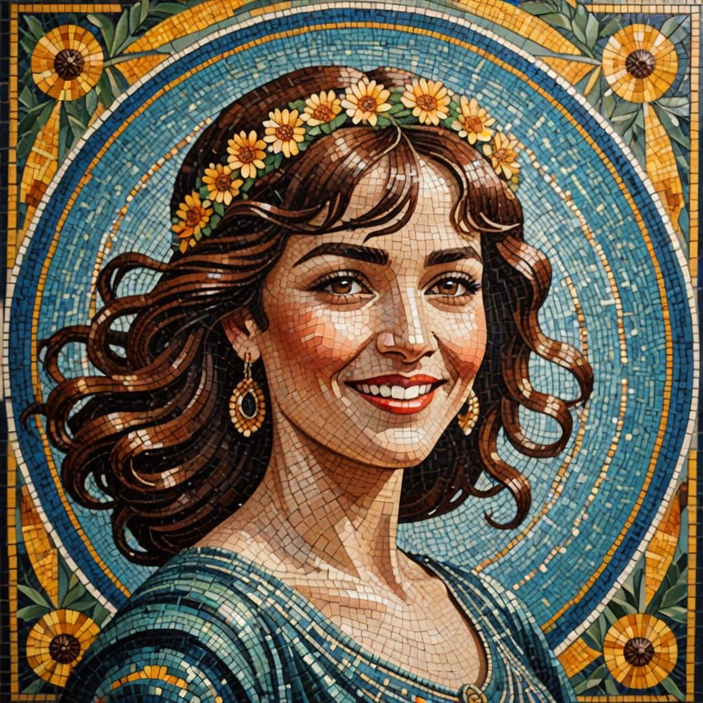 Joyful Dancer in Art Nouveau Pointillism Style