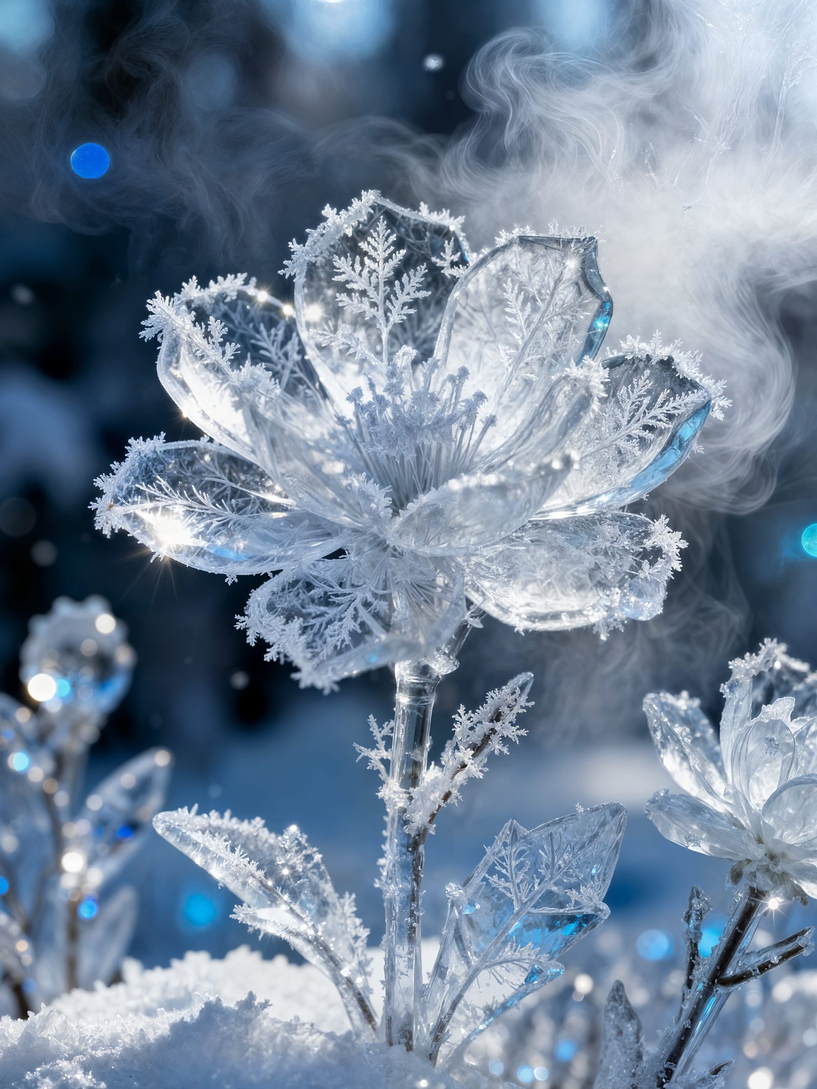 Ethereal Ice Blossom in Frozen Garden
