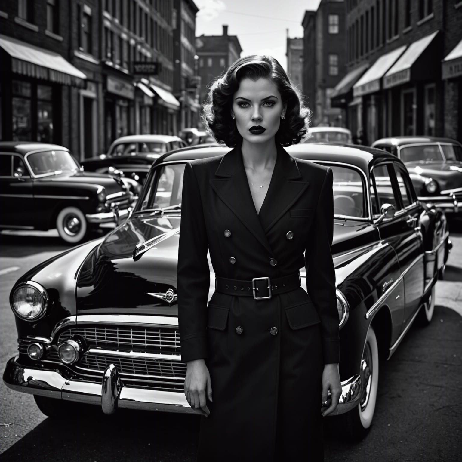 Noir Portrait of a Femme Fatale in Retro Fashion