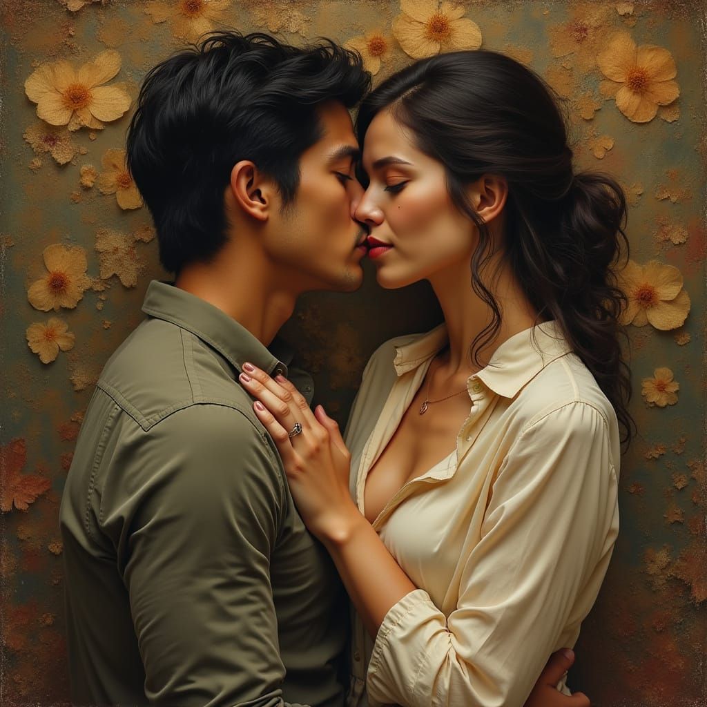 Passionate Kiss in Sensual Realism Style