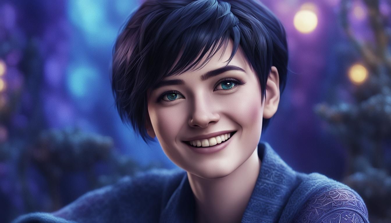 Smiling Woman in Fantasy Concept Art Style