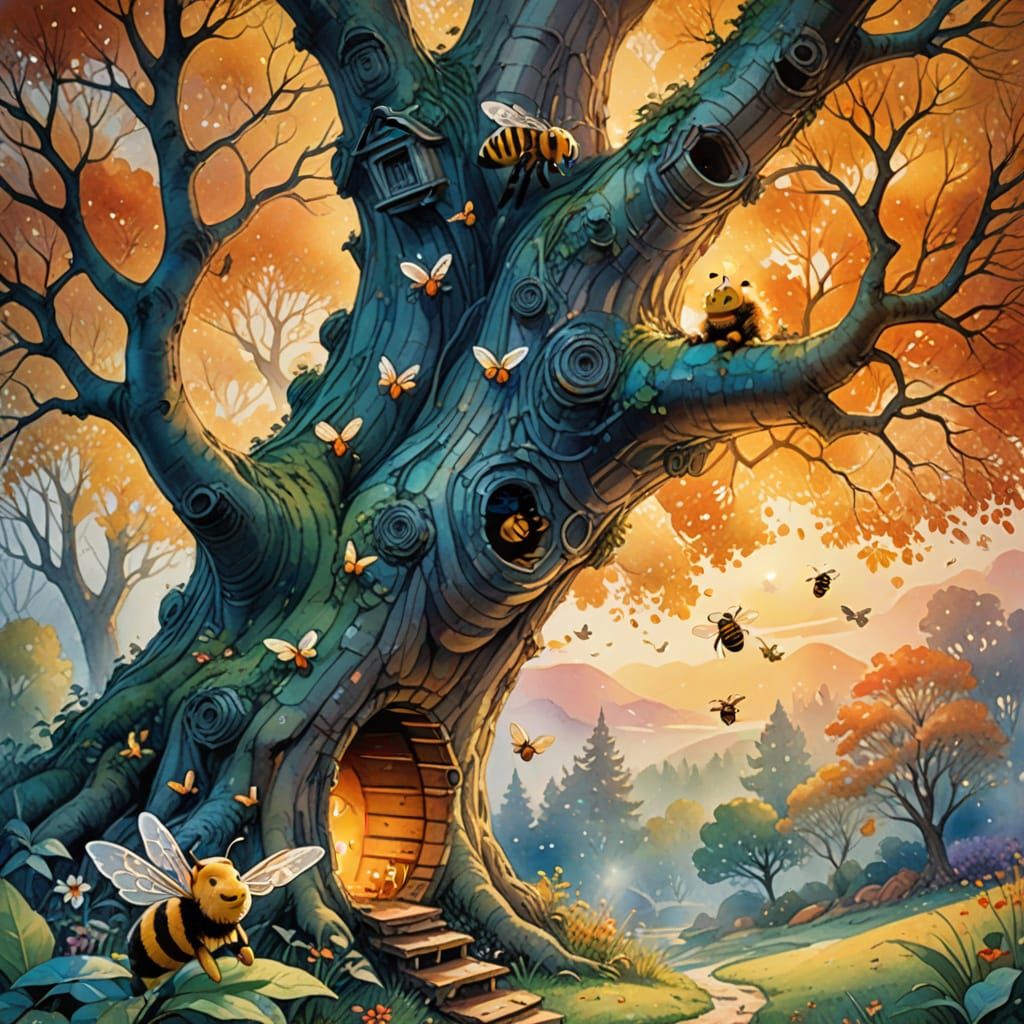 Golden Hour Whimsy: Pooh and the Angry Bees