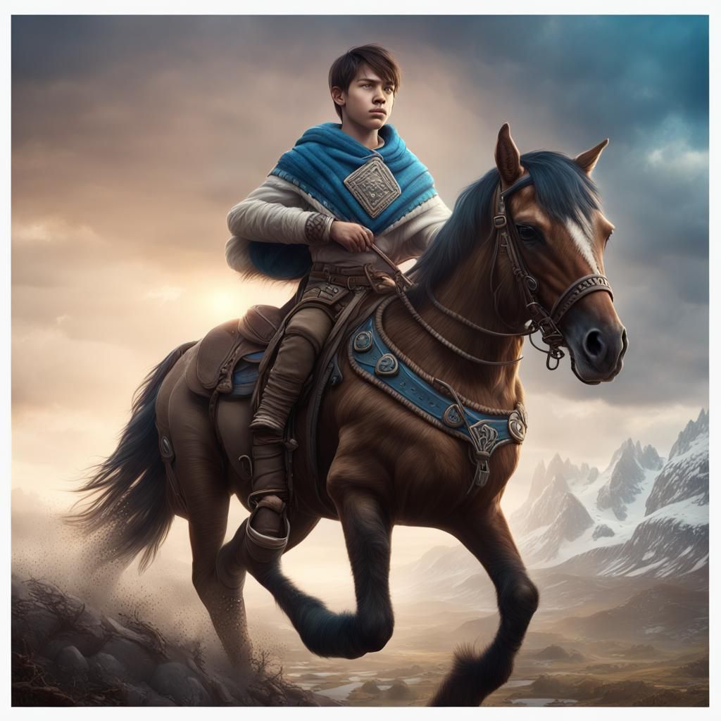 Boy on Horse: Detailed Fantasy Concept Art