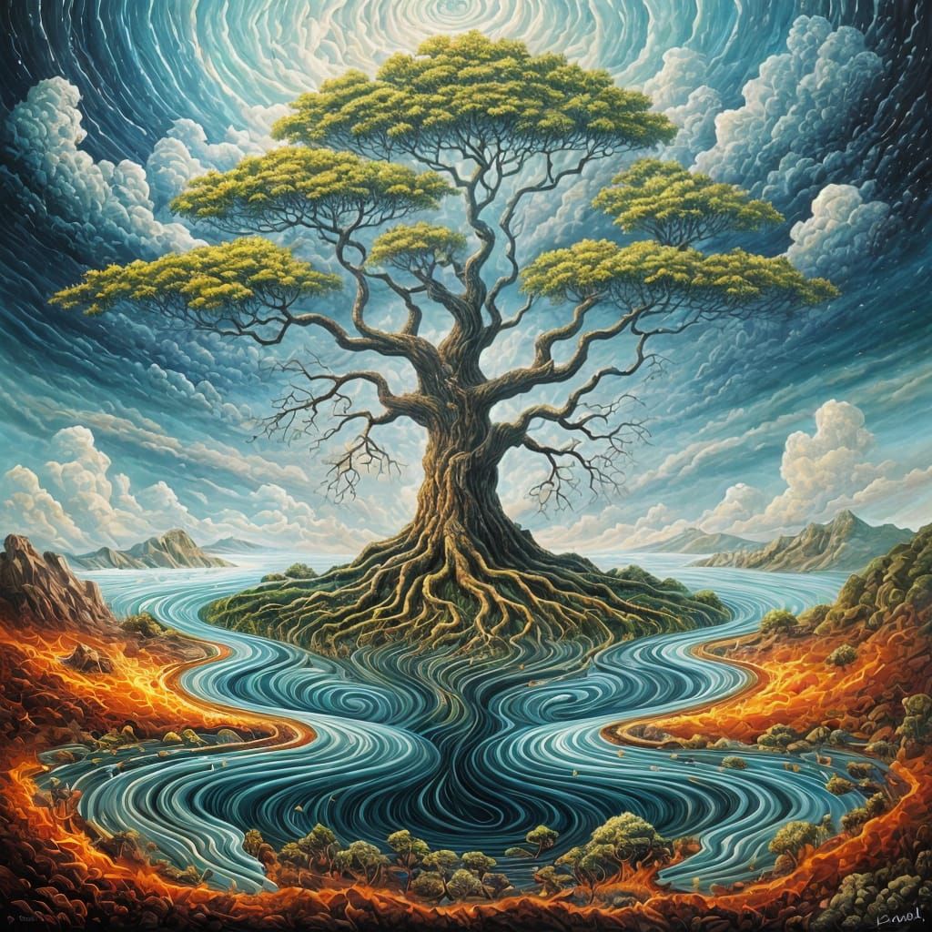 Tree in Harmony with Nature's Elements