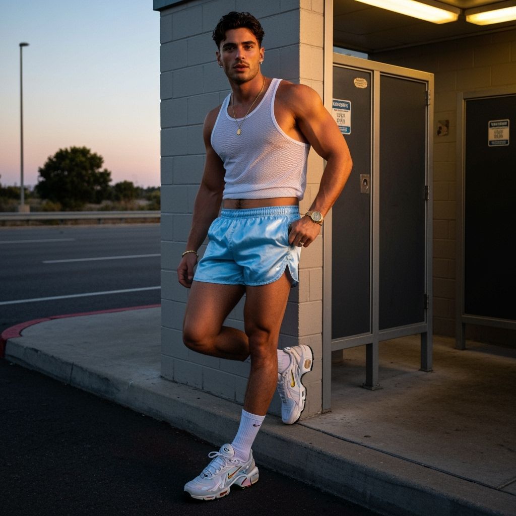 Confident Man by Highway Restroom