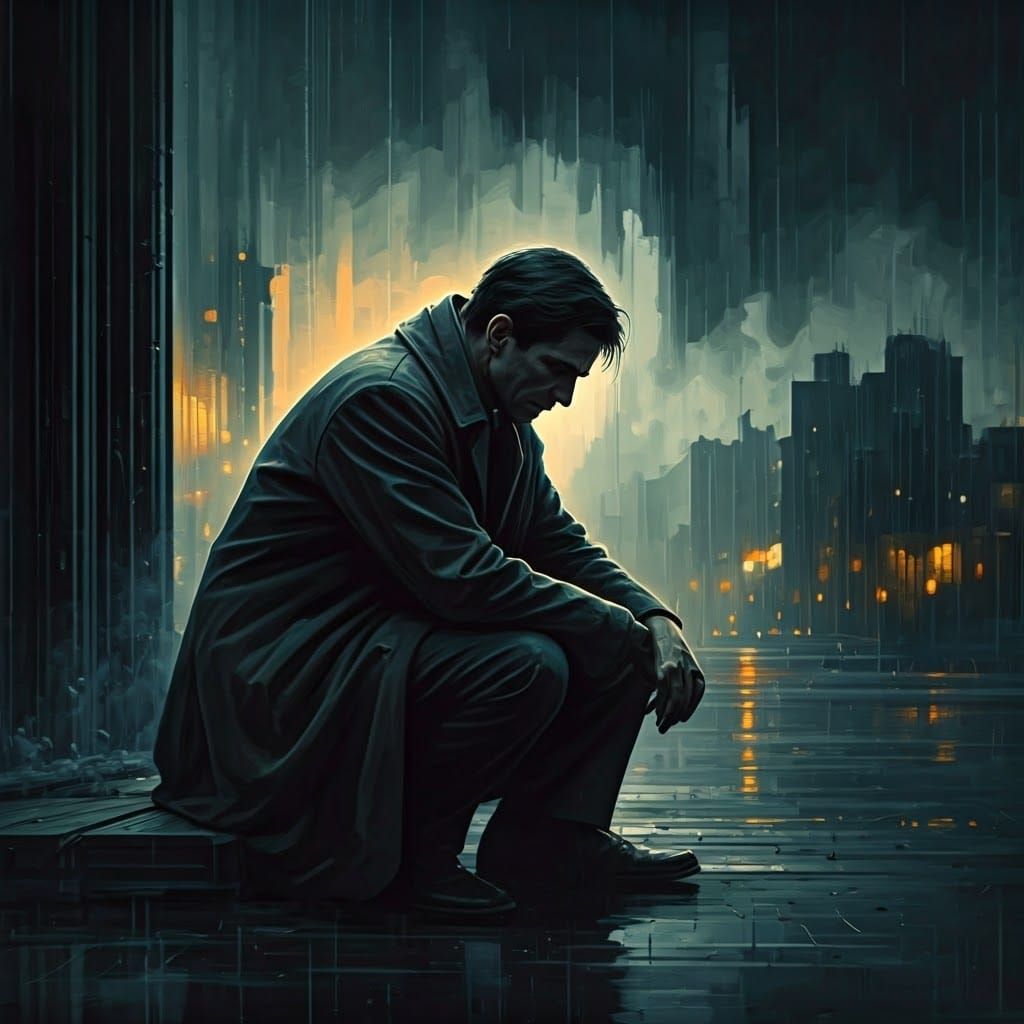 The thinker. A unique fusion of surrealism and neo-noir aest...