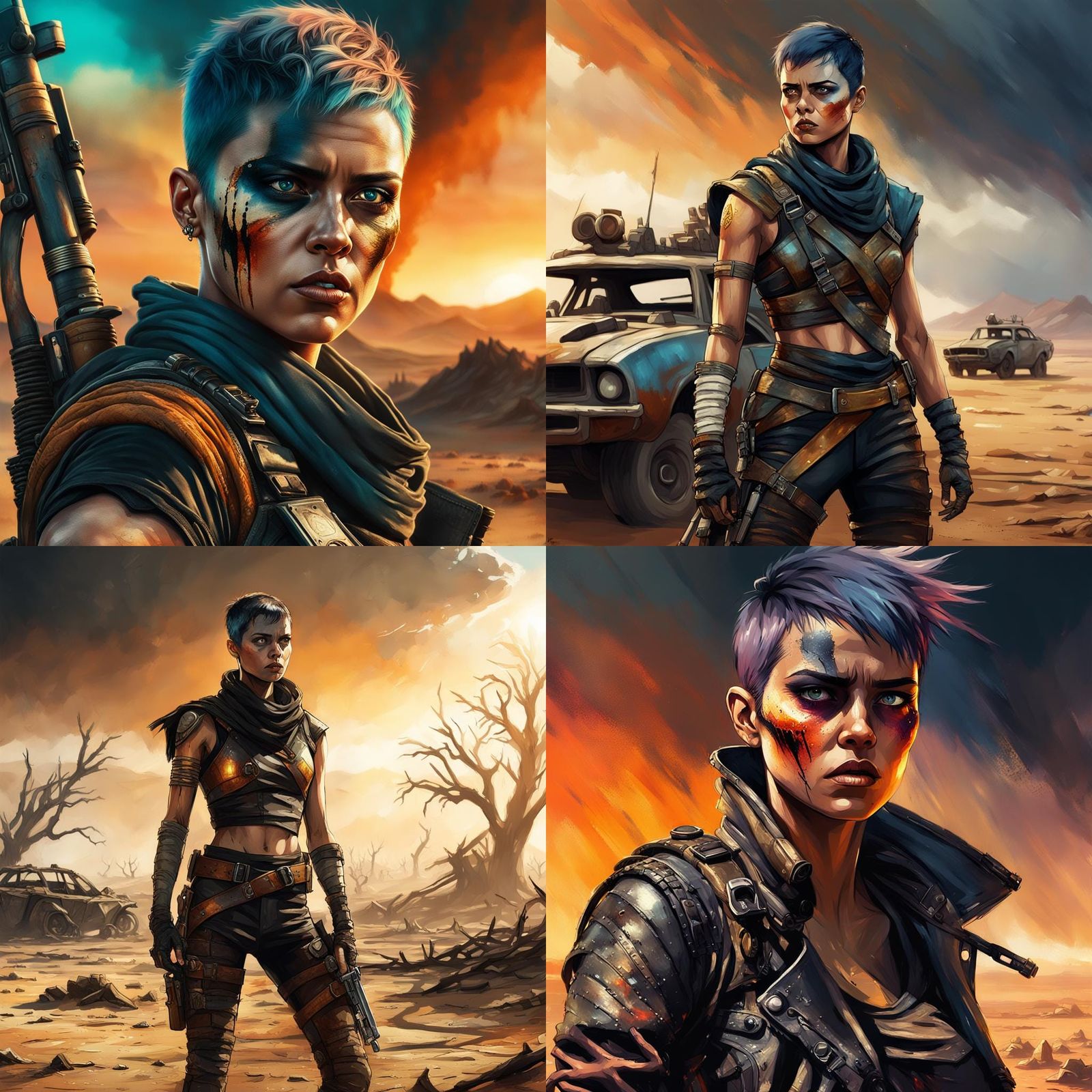 Furiosa-Inspired Girl in Detailed Matte Painting
