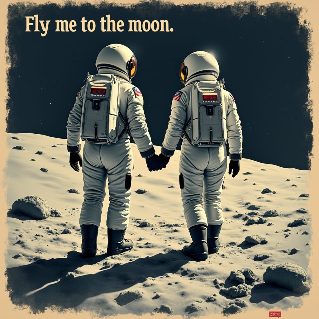 Vintage Travel Poster: Astronauts on the Moon