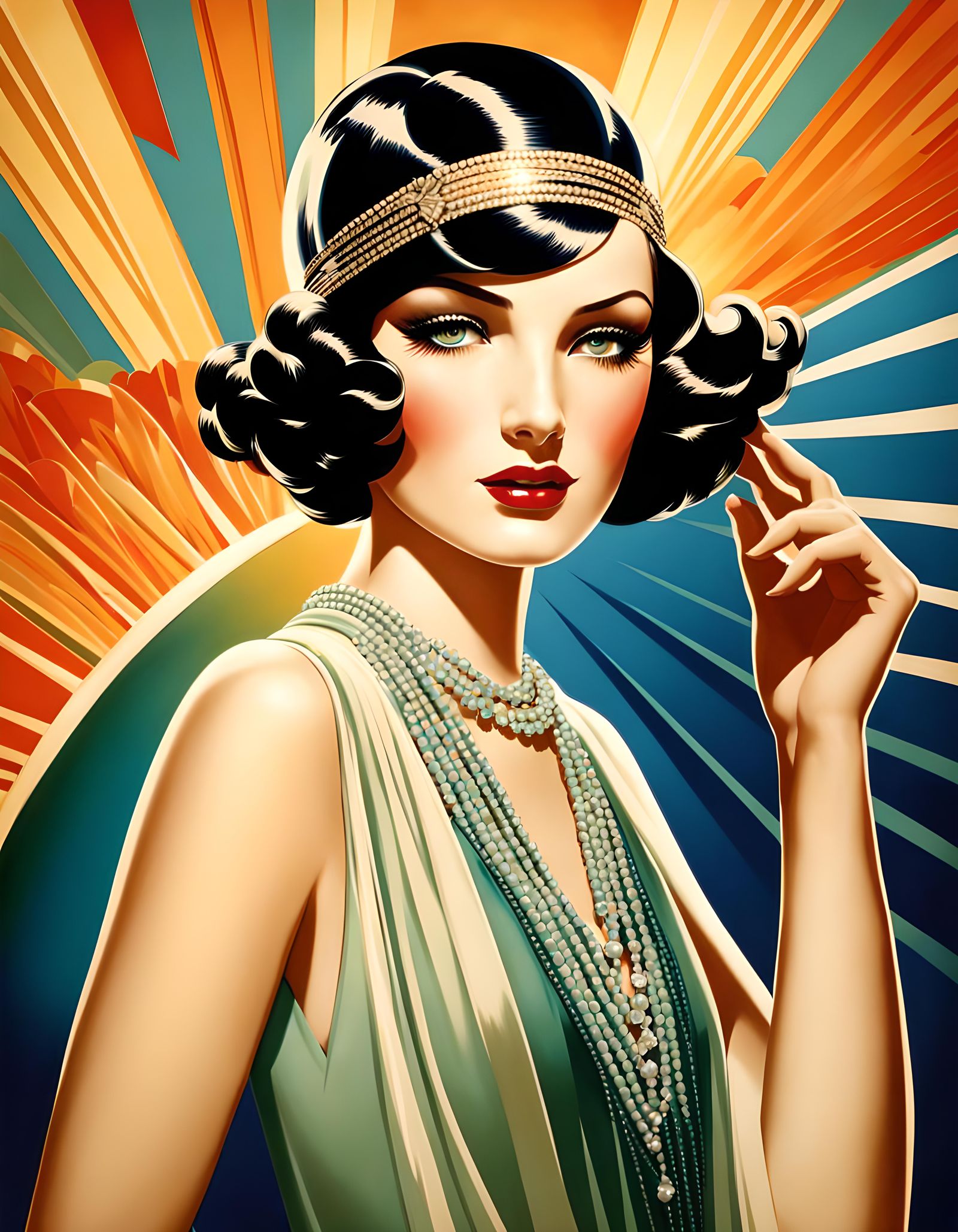 Art Deco Fashion Portrait in Alberto Vargas Style