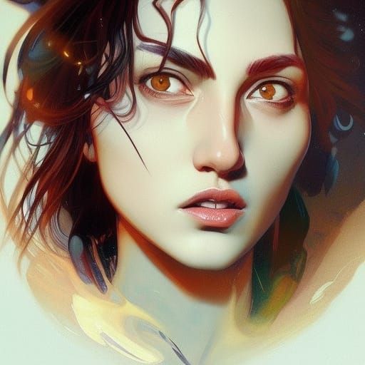 Expressive Woman Portrait in Hyperdetailed Digital Art Style
